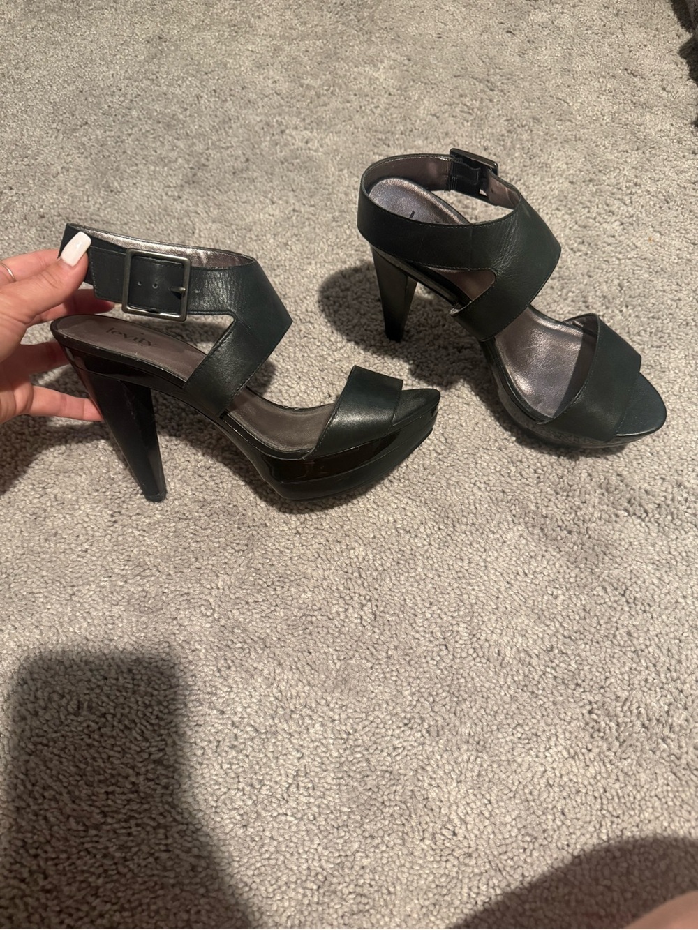 levity Black Strappy Platform High Heels